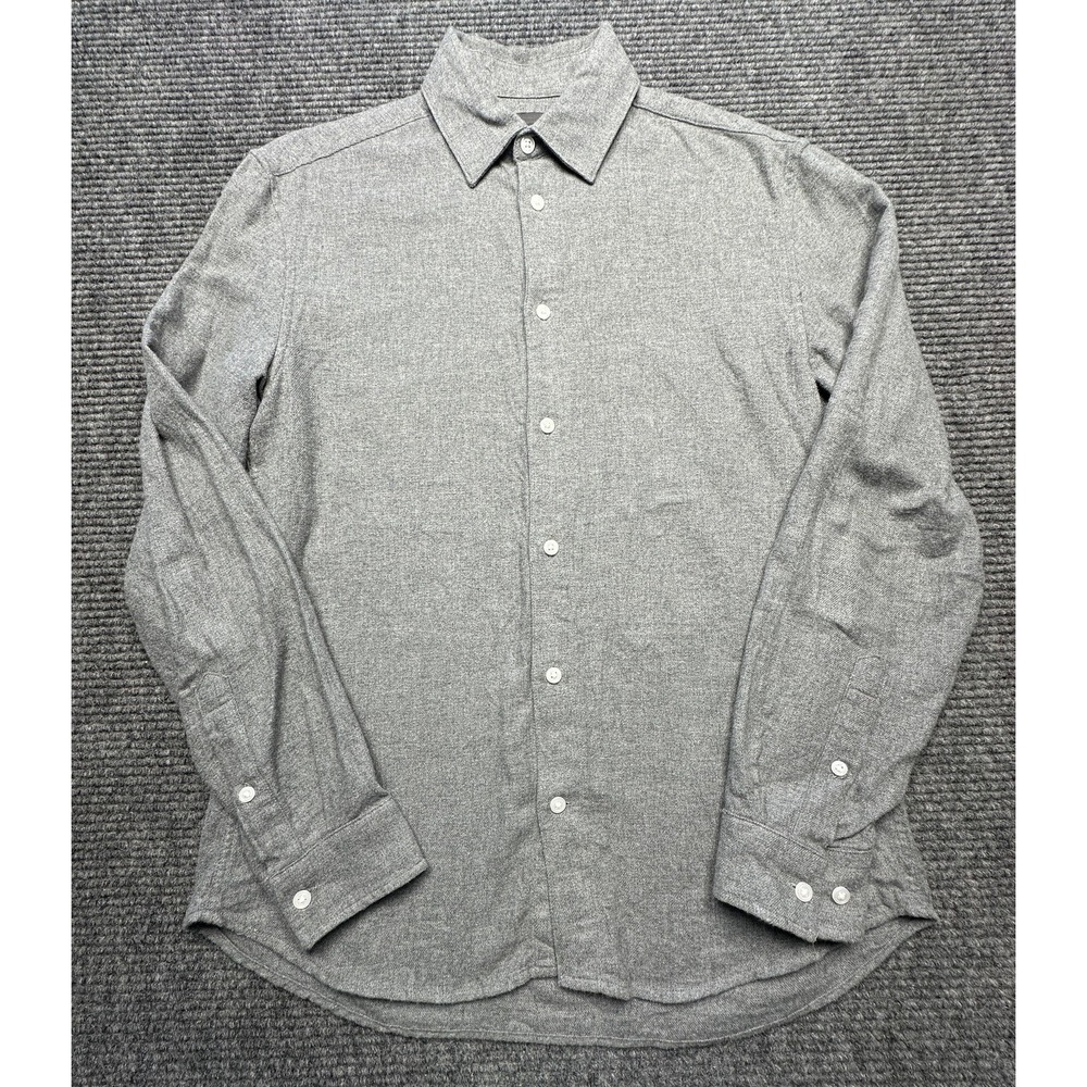 H&M Shirt Mens Small Gray Regular Fit Long Sleeve Button Front‎ 100% Cotton